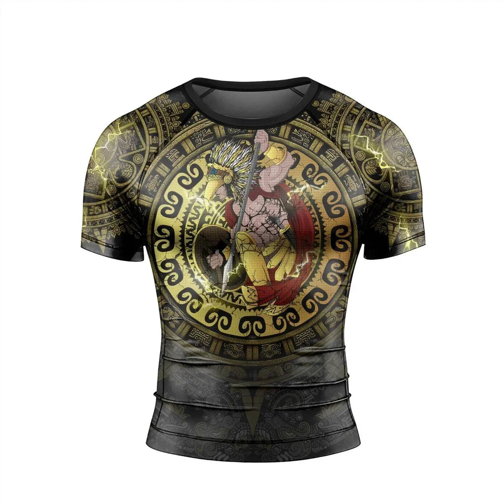 Mighty Aztec Warrior Men's Short Sleeve Rash Guard