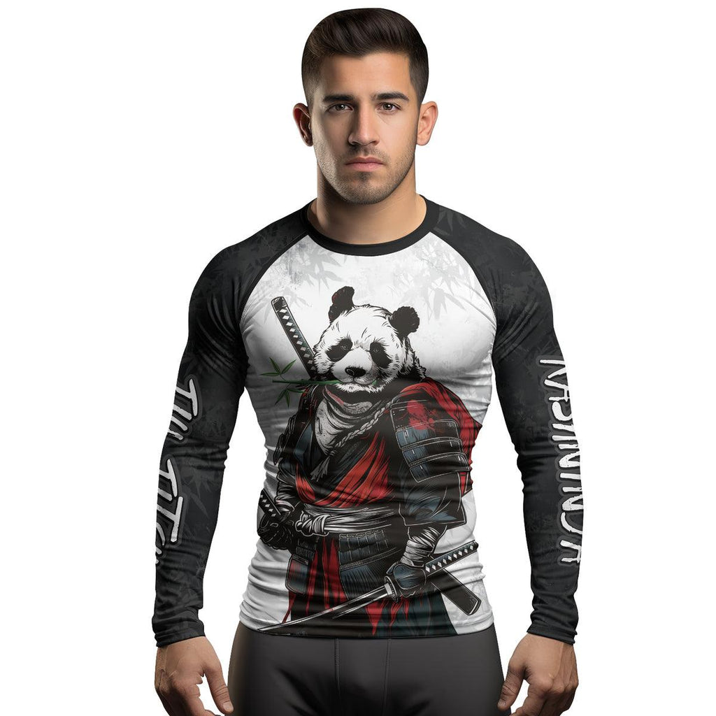 Rashninja Mystic Warrior Panda Samurai Men's Long Sleeve Rash Guard