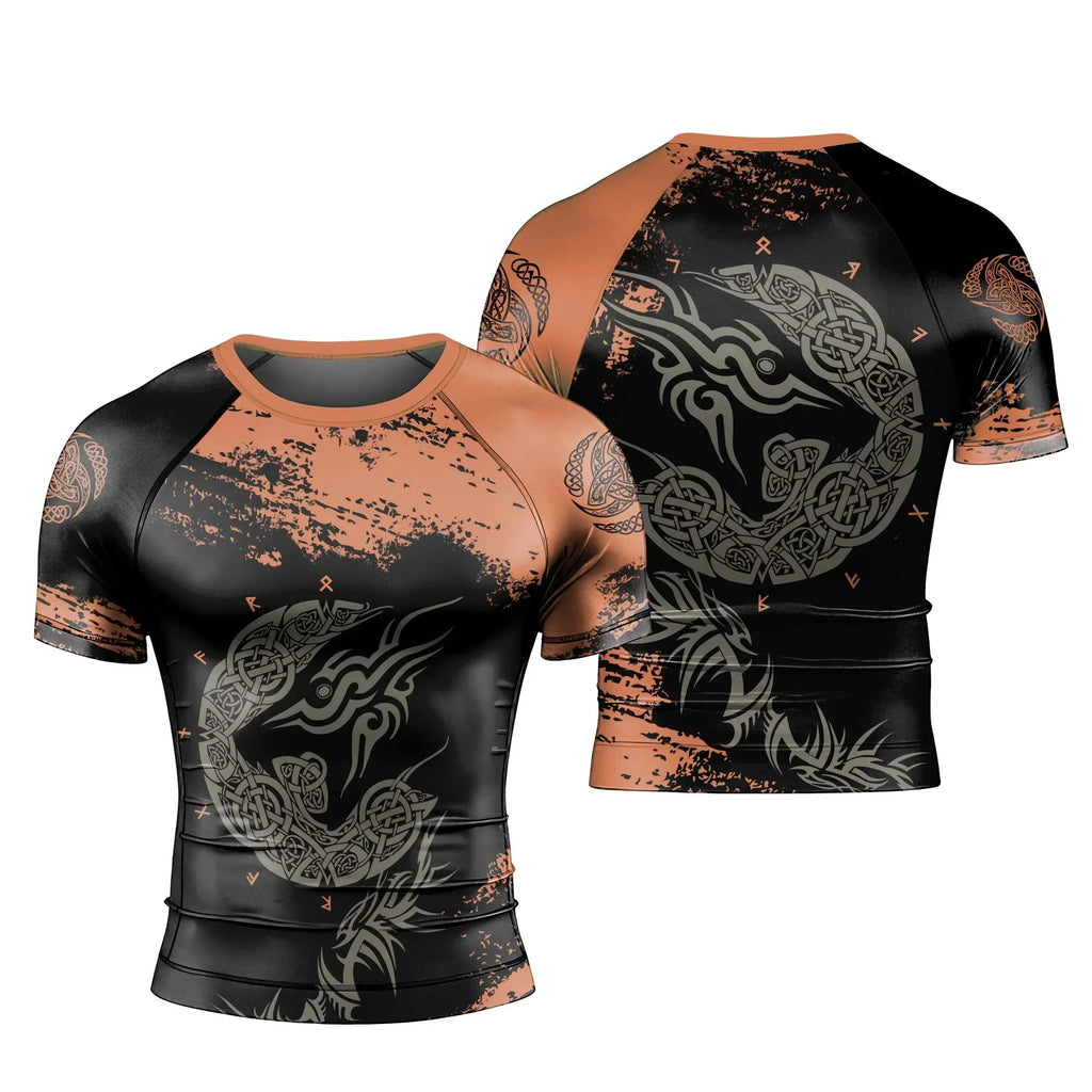 Norse Mythology Fenrir Men's Short Sleeve Rash Guard