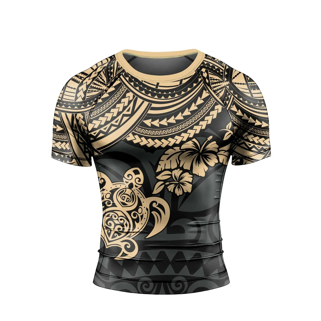 Ocean Honu Tattoo Men's Short Sleeve Rash Guard
