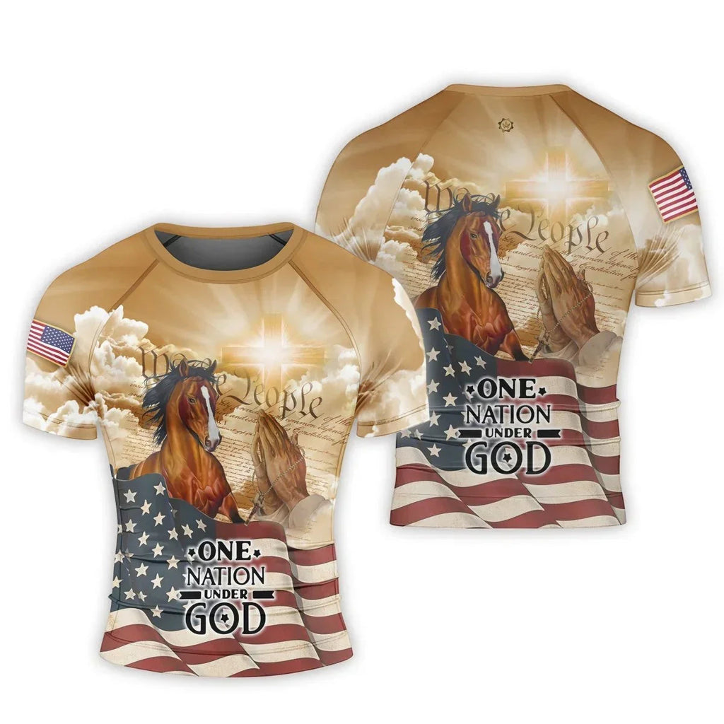 One Nation Under God Men's Short Sleeve Rash Guard