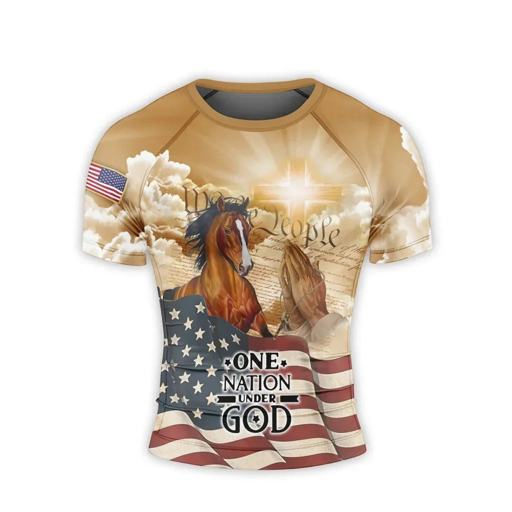 One Nation Under God Men's Short Sleeve Rash Guard
