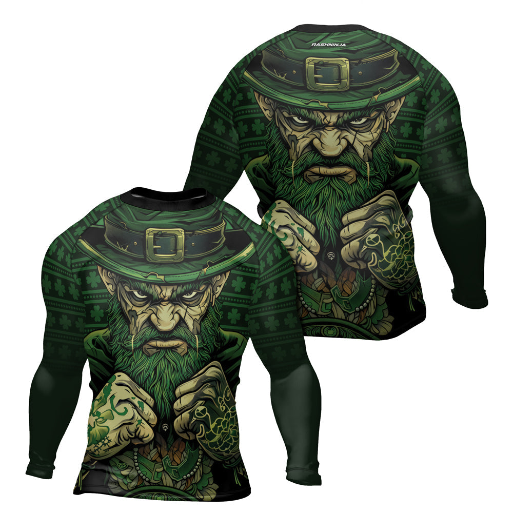 Rashninja Fighting Irish Leprechaun Fist Men's Long Sleeve Rash Guard