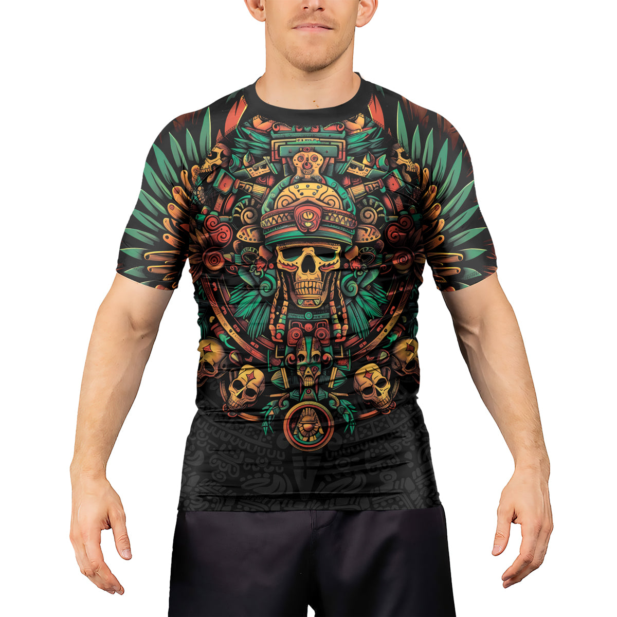 Rashninja Aztec Fire Dance Men's Short Sleeve Rash Guard