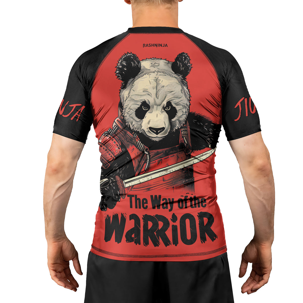 Rashninja Panda the Way of the Warrior Mastery Men's Short Sleeve Rash Guard
