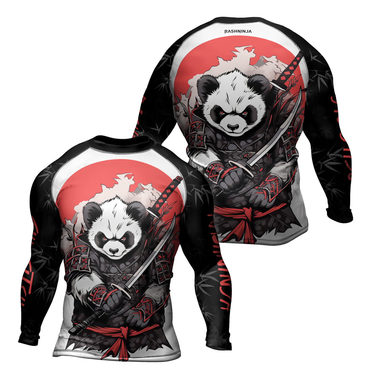 Rashninja Panda Samurai Blade Men's Long Sleeve Rash Guard