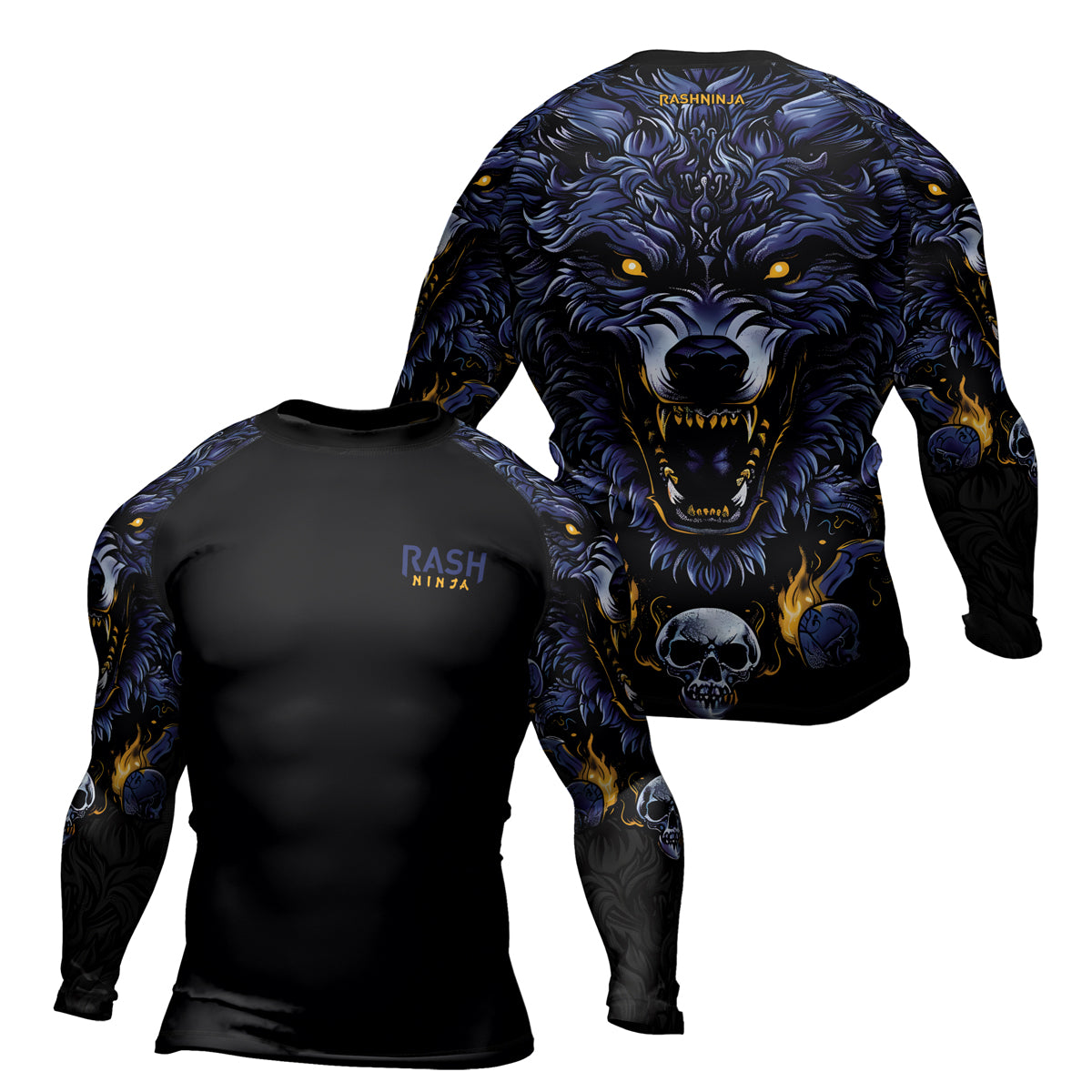 Rashninja Wolf Snow Hunt Men's Long Sleeve Rash Guard