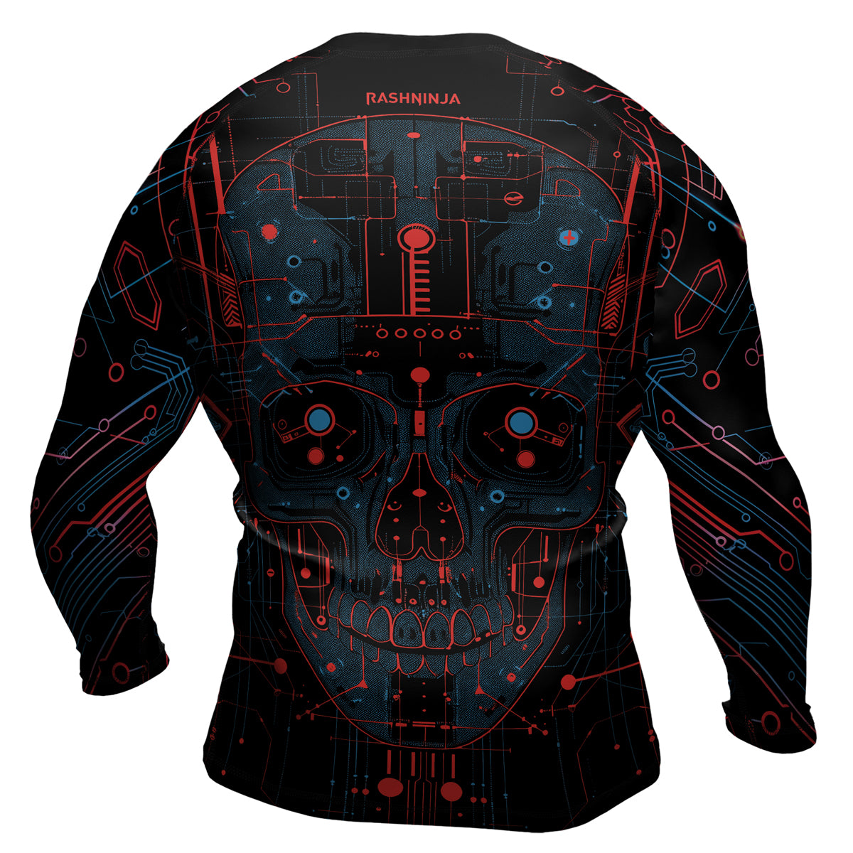 Rashninja Cyber Skull Red Men's Long Sleeve Rash Guard