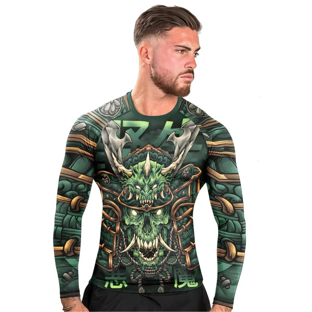 Evil Japanese Samurai Long Sleeve Rash Guard