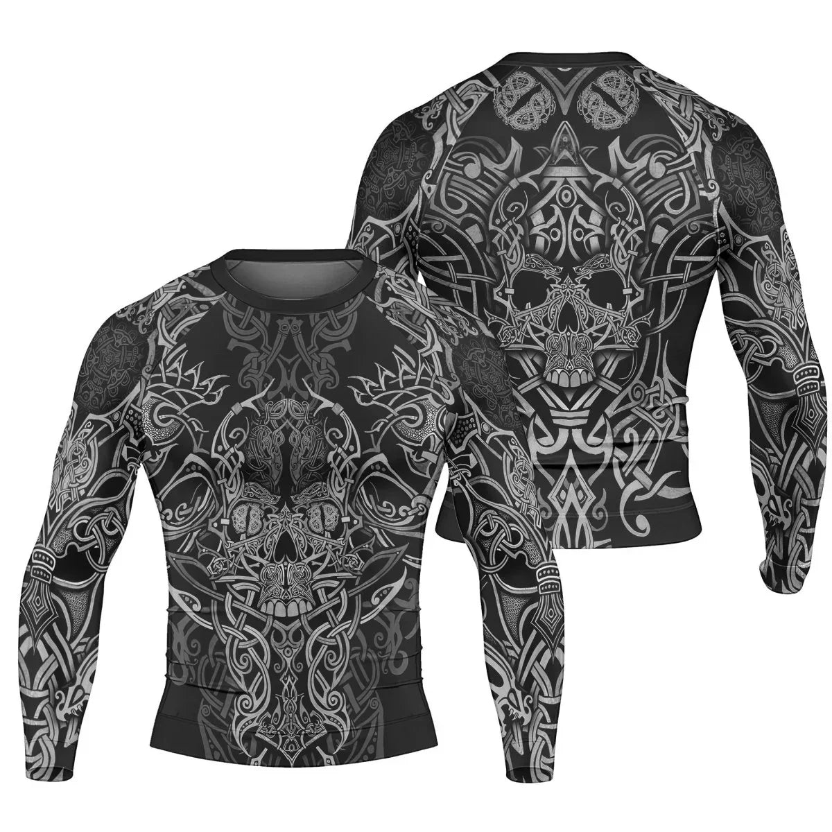 Viking Norse Skull Men's Long Sleeve Rash Guard