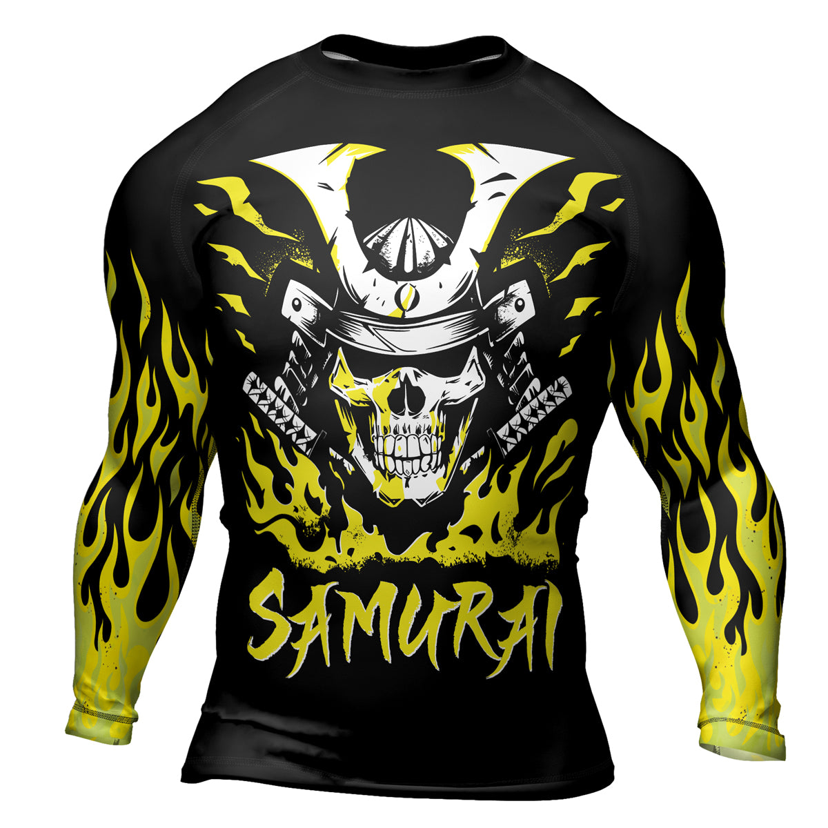 Rashninja Samurai Skull Blaze Men's Long Sleeve Rash Guard