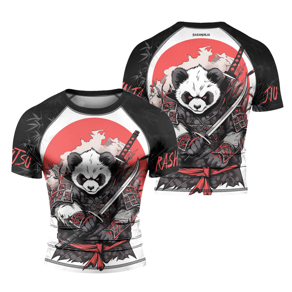 Rashninja Panda Samurai Blade Men's Short Sleeve Rash Guard