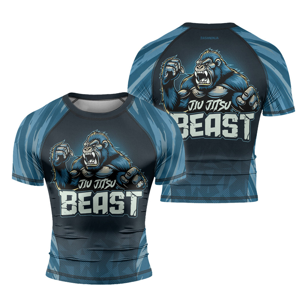 Rashninja Gorilla Blue Titan Men's  Short Sleeve Rash Guard