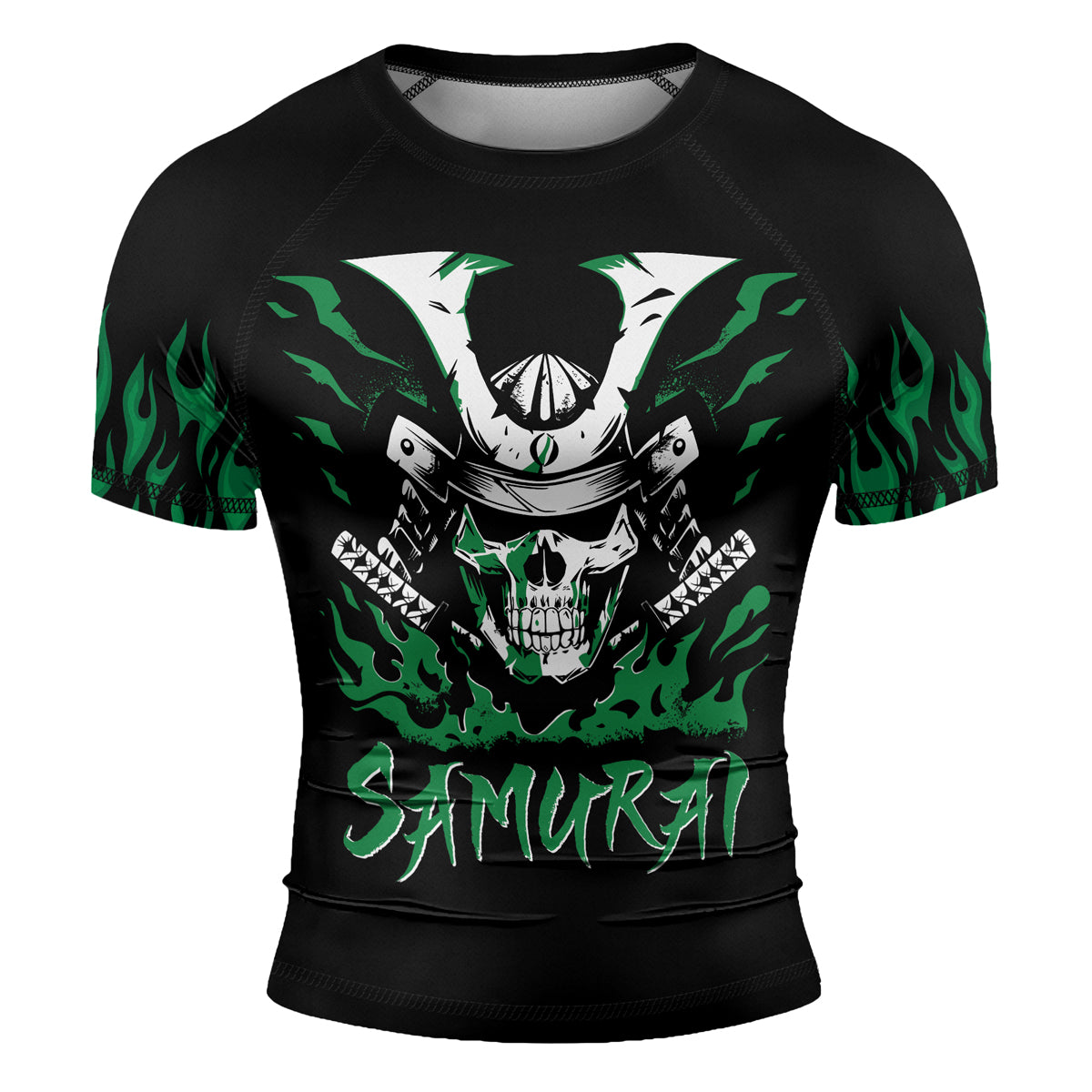Rashninja Samurai Skull Blaze Men's Short Sleeve Rash Guard