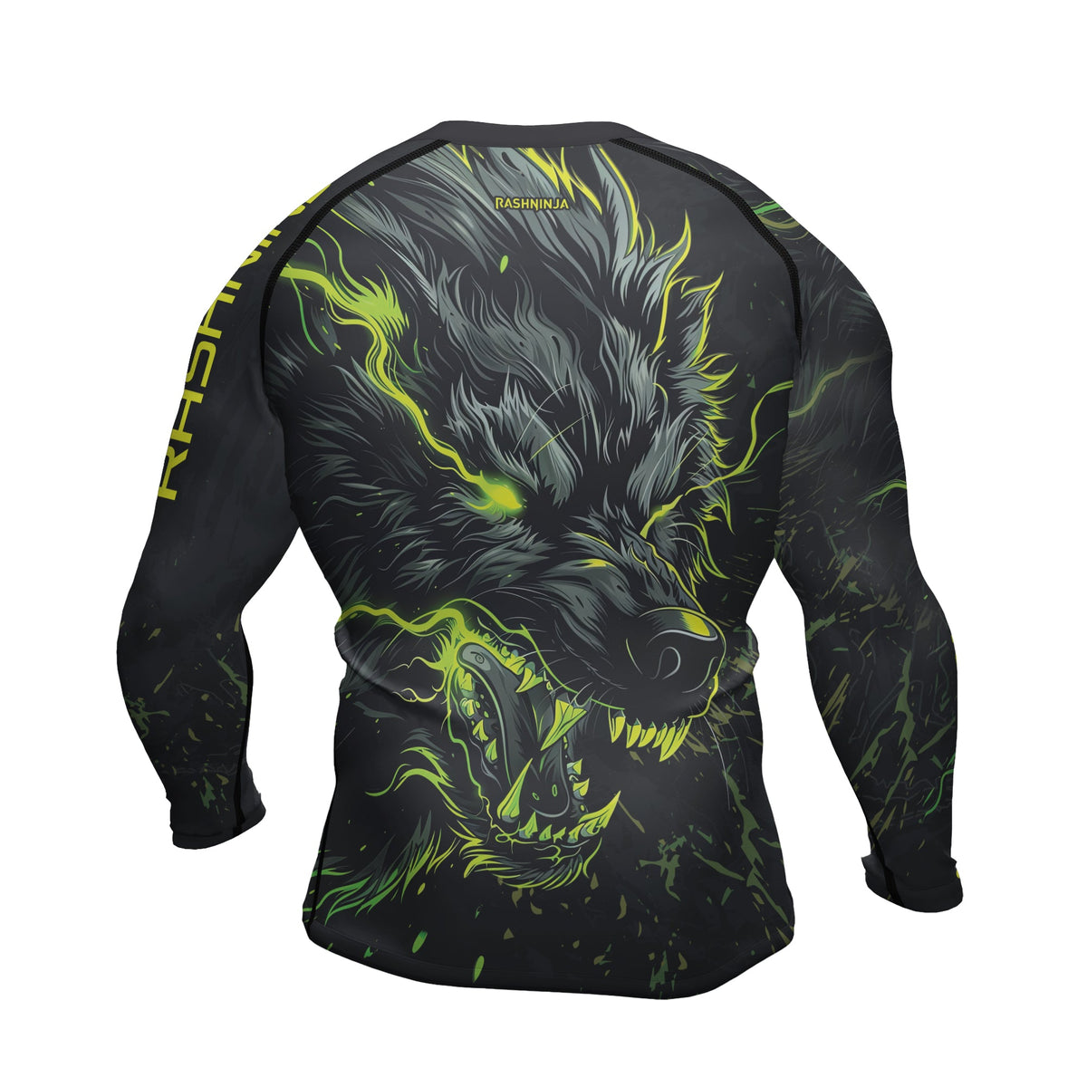 Rashninja Neon Snarling Wolf Men's Long Sleeve Rash Guard