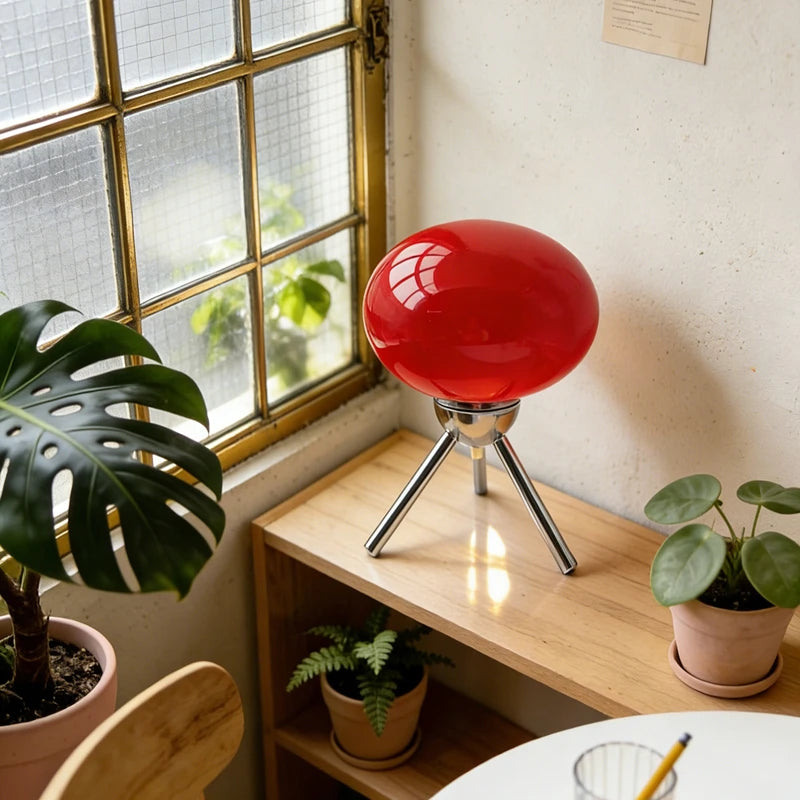 Bauhaus Mid-Century Glass Mushroom Table Lamp Nordic Ins Girls Style Retro Modern Bedroom Bedside Ambient Decor Light