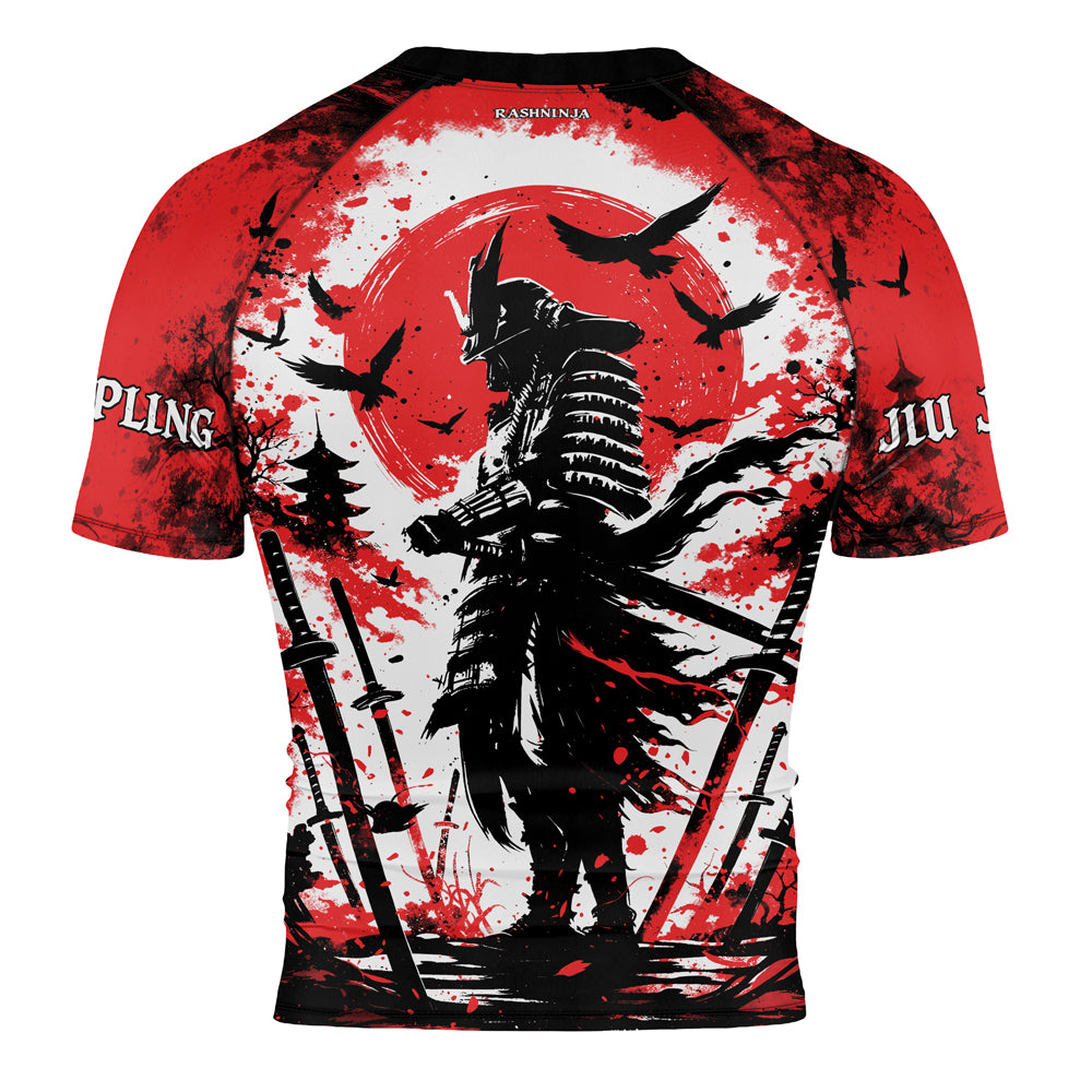 Rashninja Samurai Skull Warrior Men's Short Sleeve Rash Guard