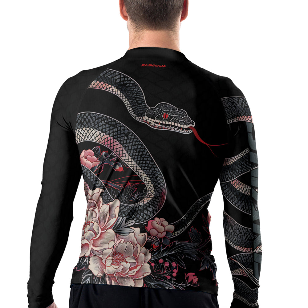 Rashninja Snake Crimson Bloom Men's Long Sleeve Rash Guard