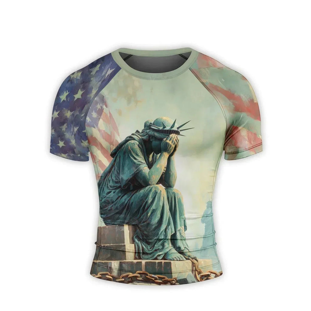 Sadness Liberty Men's Short Sleeve Rash Guard