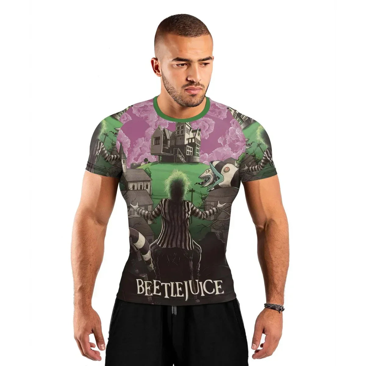 Sandworm Beetlejuice Men's Short Sleeve Rash Guard