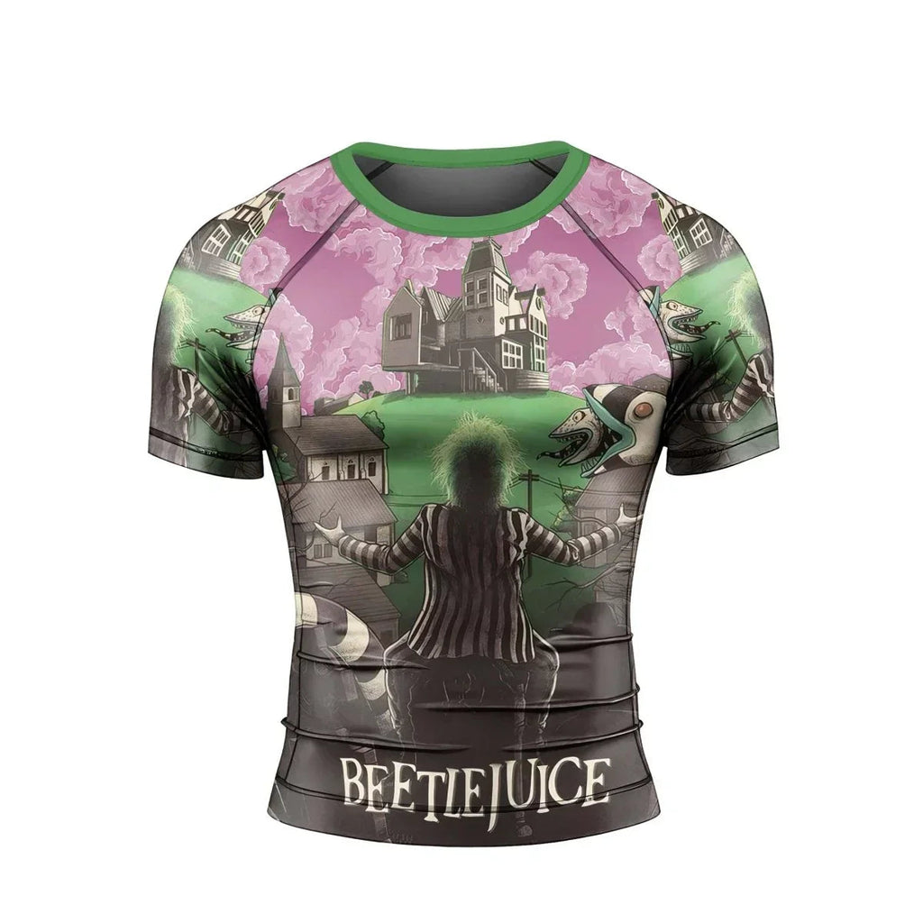Sandworm Beetlejuice Men's Short Sleeve Rash Guard