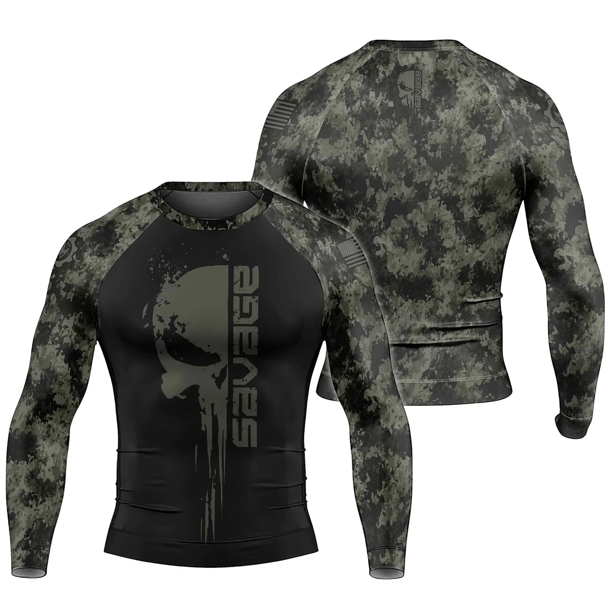 Savage Skull Men's Long Sleeve Rash Guard