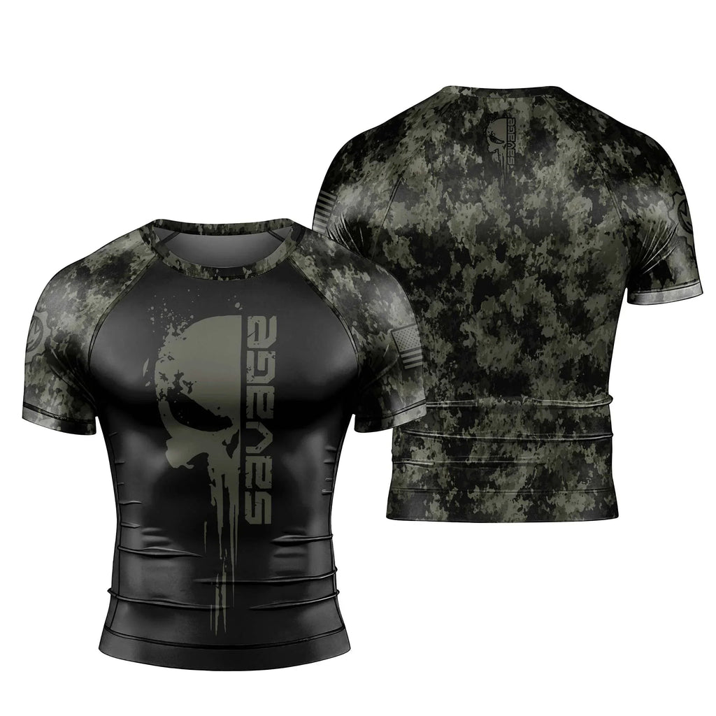 Savage Skull Men's Short Sleeve Rash Guard