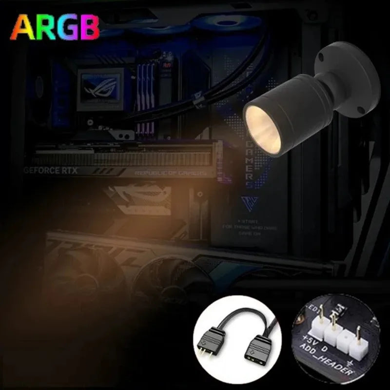 MiniLED 1W 3W ARGB 5V 3Pin Header Computer AURA SYNC Led Spot Light Mini Lamp Gaming Room Figure Model Display PC Case Deco DIY