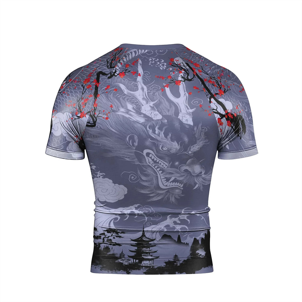Shadow Dragon Samurai Men's Short Sleeve Rash Guard