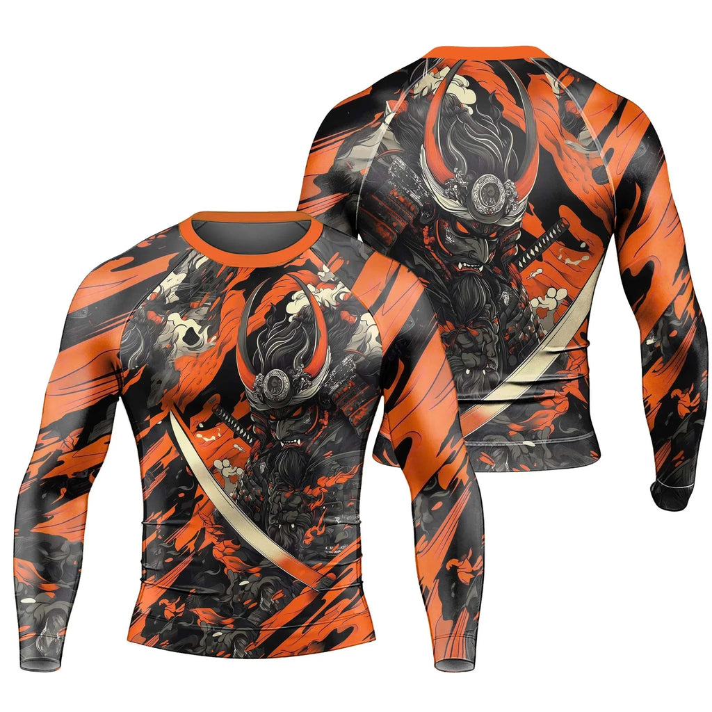 Shadow Oni Flame Men's Long Sleeve Rash Guard