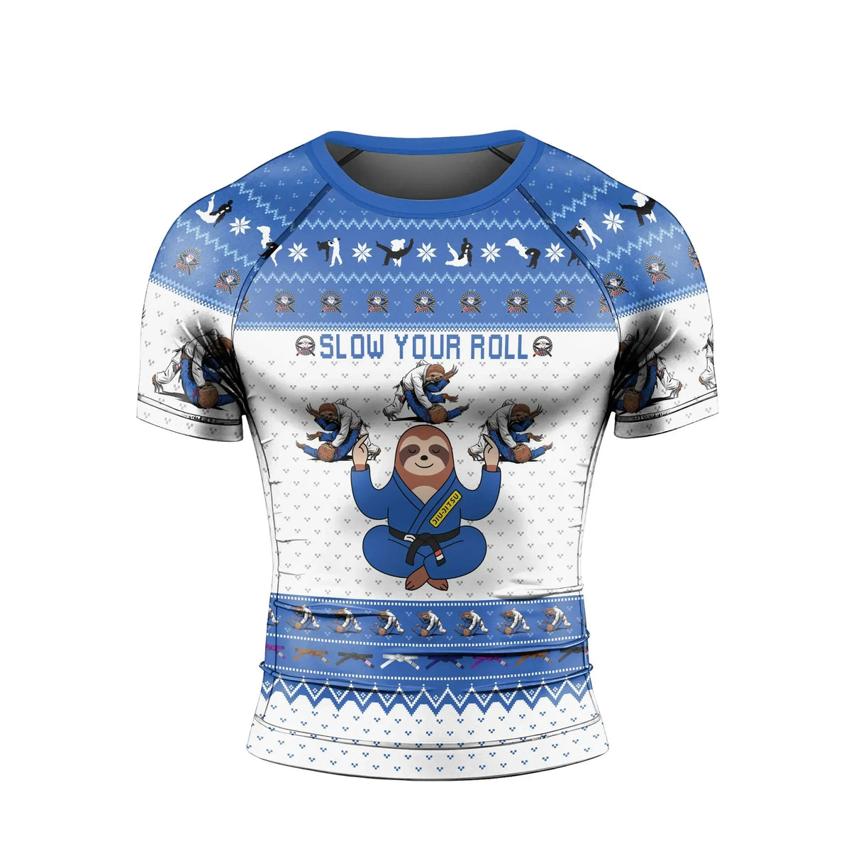 Sloth Jiu Jitsu Xmas Men's Short Sleeve Rash Guard