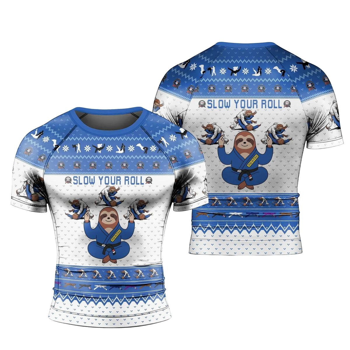 Sloth Jiu Jitsu Xmas Men's Short Sleeve Rash Guard