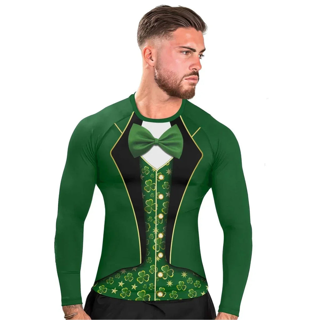 St. Patrick's Day Cosplay Men's Long Sleeve Rash Guard