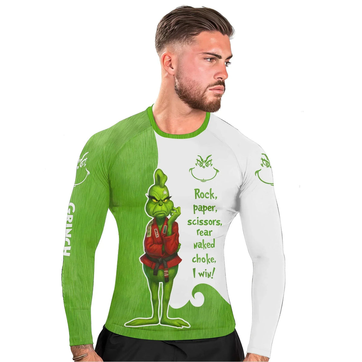 The Grinch Rear Naked Choke Men's Long Sleeve Rash Guard