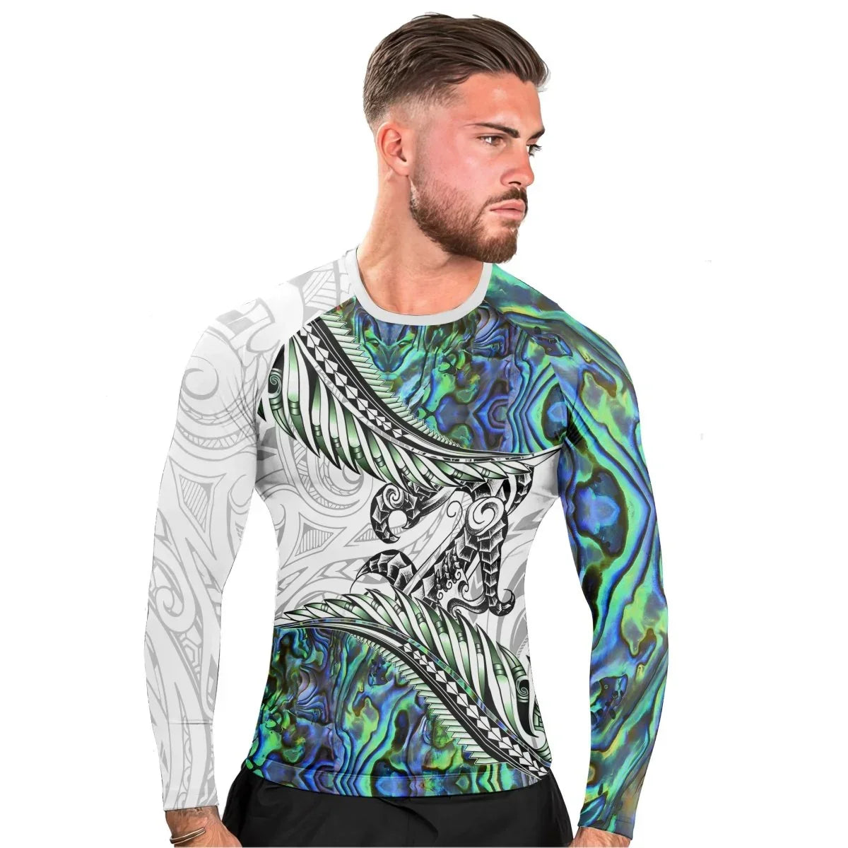 Tribal Maori Tattoo Men's Long Sleeve Rash Guard