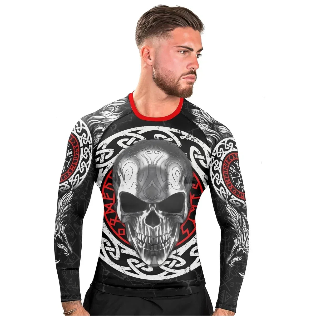 Vegvisir Skull Men's Long Sleeve Rash Guard