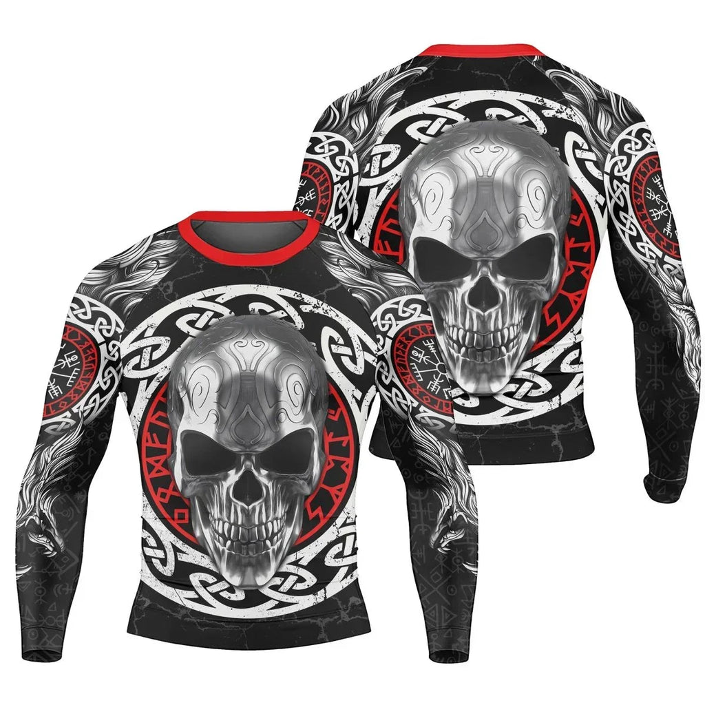 Vegvisir Skull Men's Long Sleeve Rash Guard