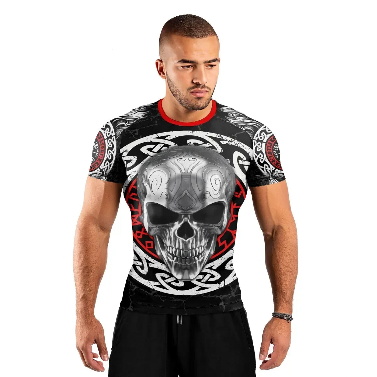 Vegvisir Skull Men's Short Sleeve Rash Guard