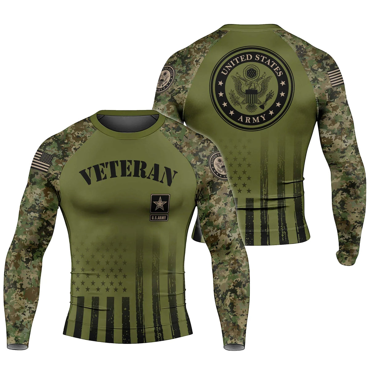 Veteran US Army Men's Long Sleeve Rash Guard