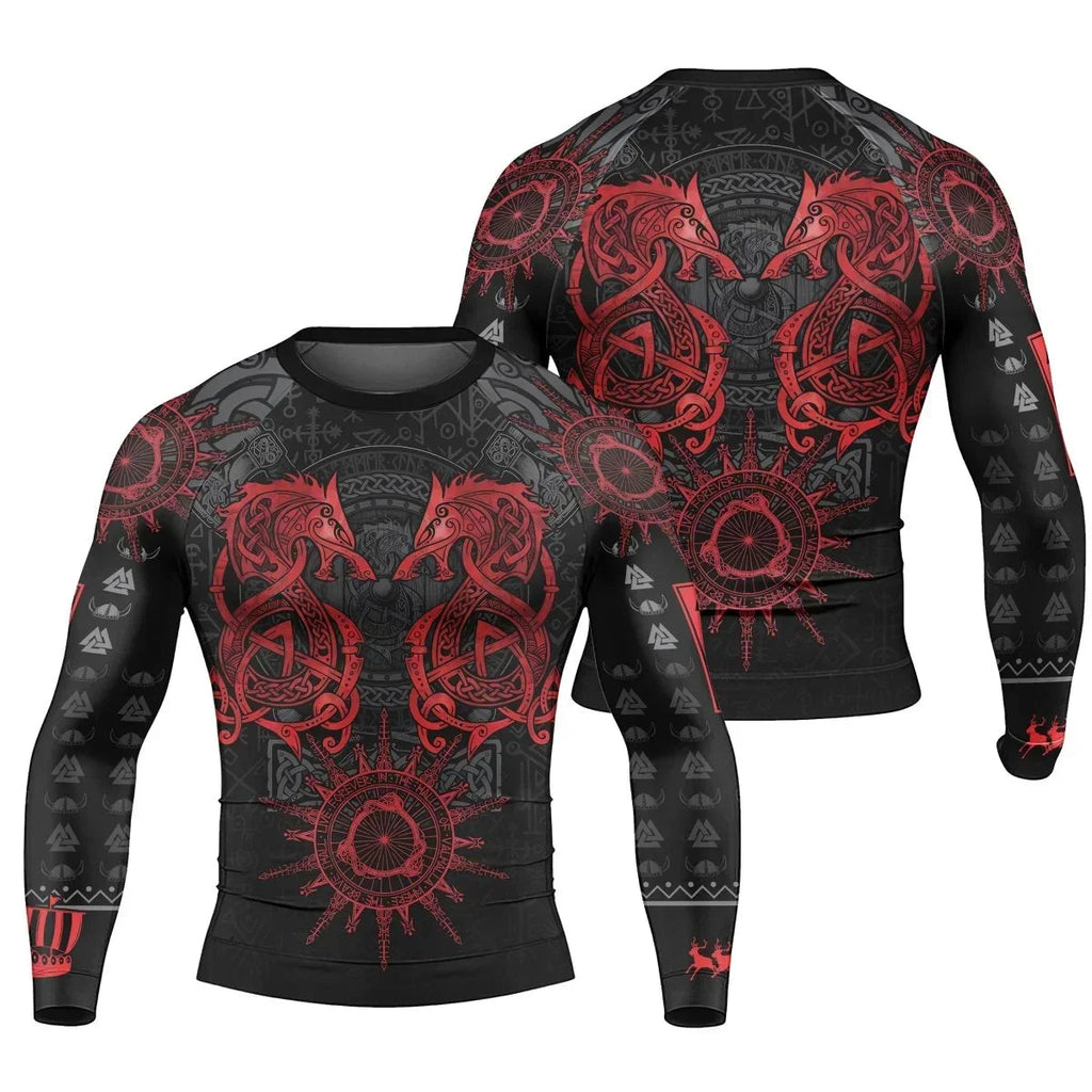 Viking Red Dragon Men's Long Sleeve Rash Guard