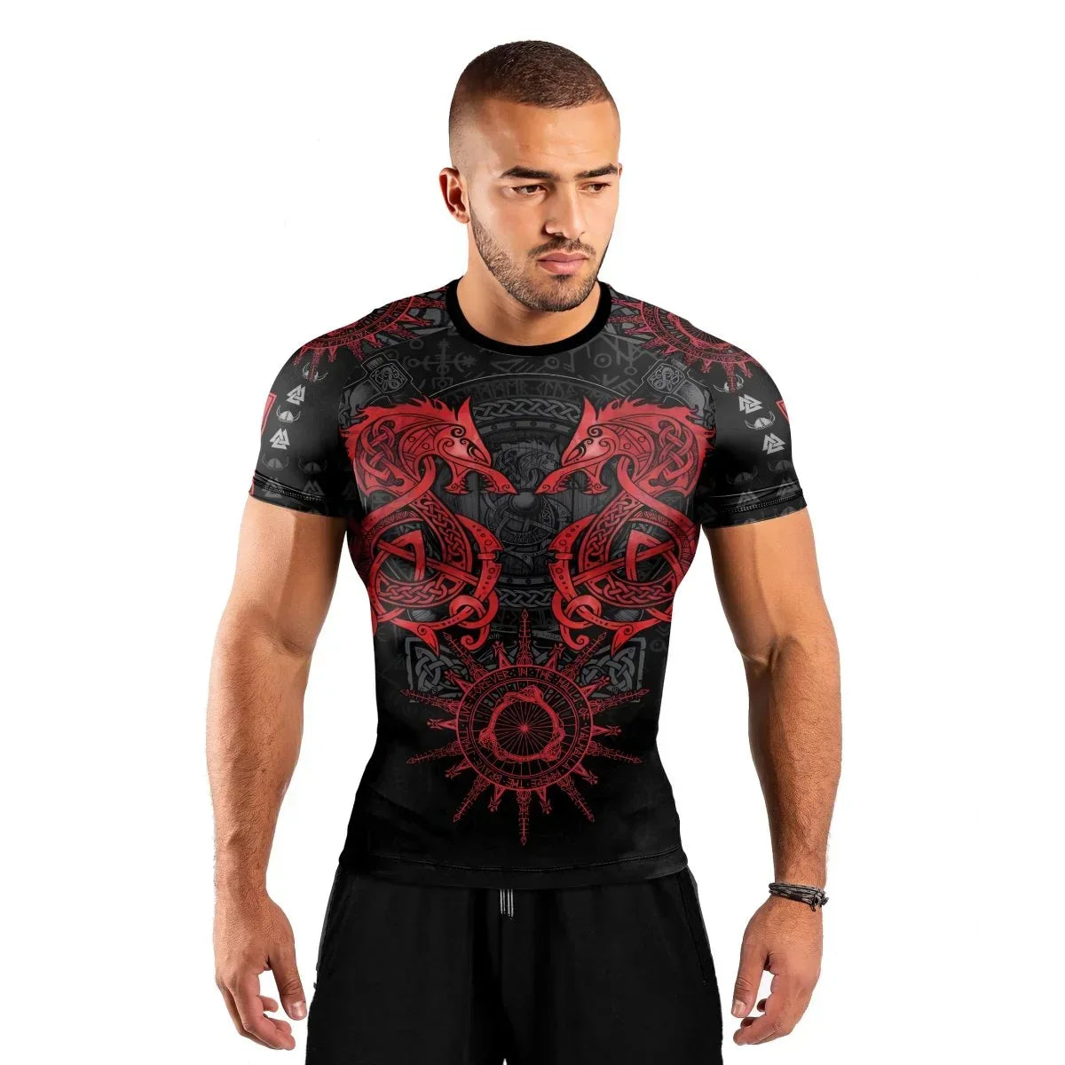 Viking Red Dragon Men's Short Sleeve Rash Guard