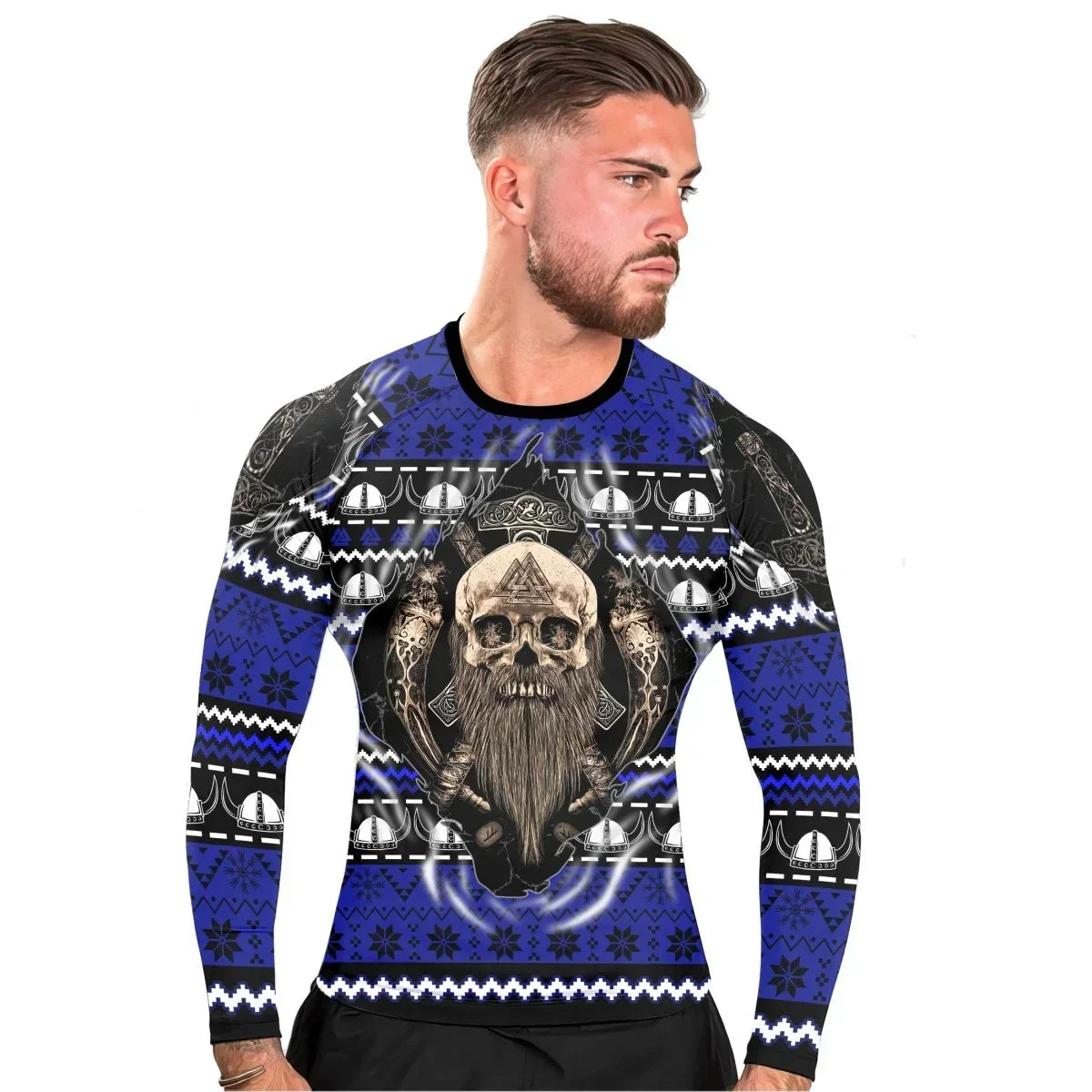 Viking Skull Inside Men's Long Sleeve Rash Guard