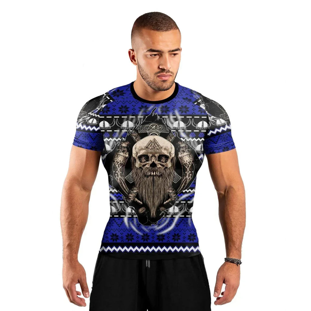 Viking Skull Inside Men's Short Sleeve Rash Guard