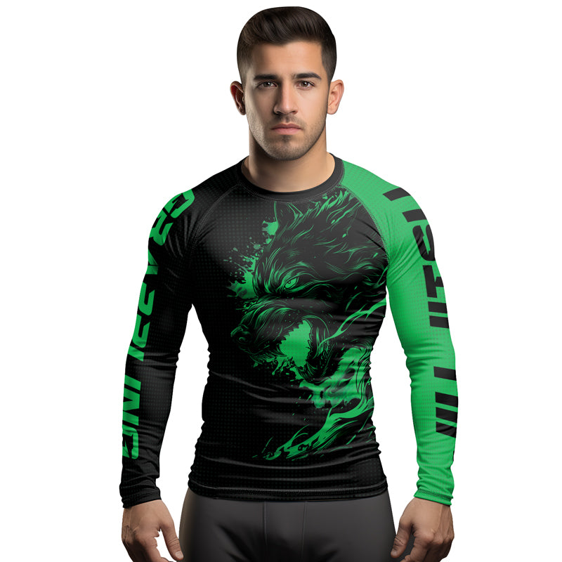 Rashninja Snarling Wolf Men's Long Sleeve Rash Guard