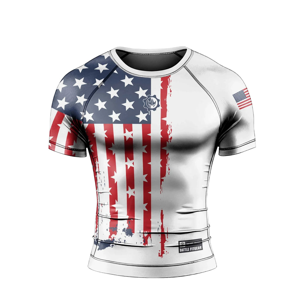 American Warrior Men's Short Sleeve Rash Guard