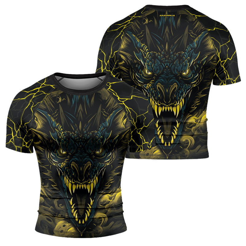 Rashninja Dragon Yellow Men's Short Sleeve Rash Guard