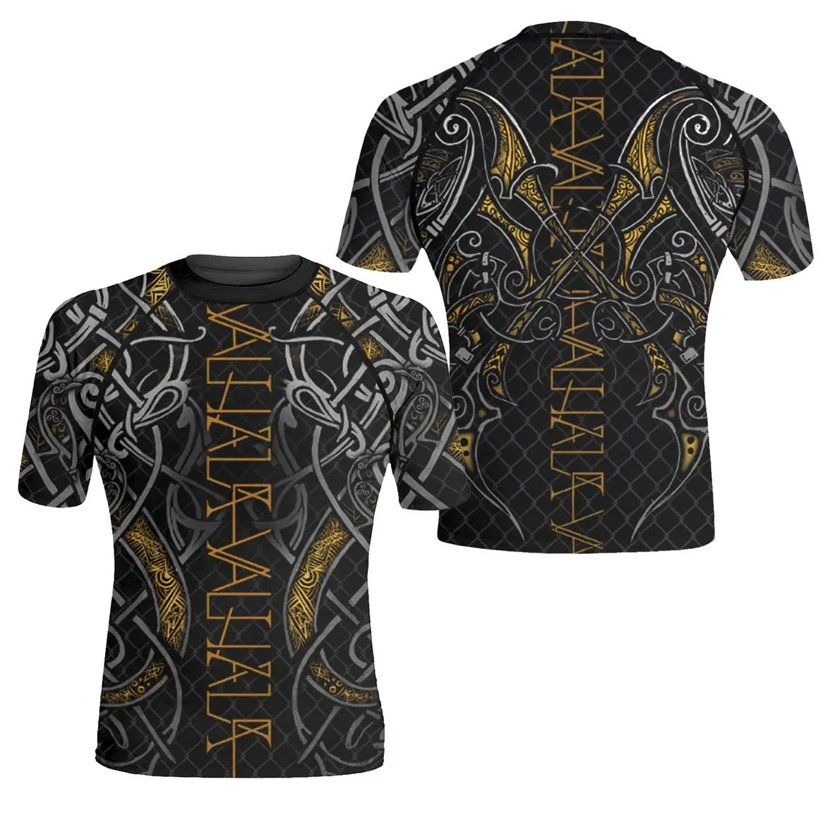 Golden Viking Valhala War Men's Short Sleeve Rash Guard