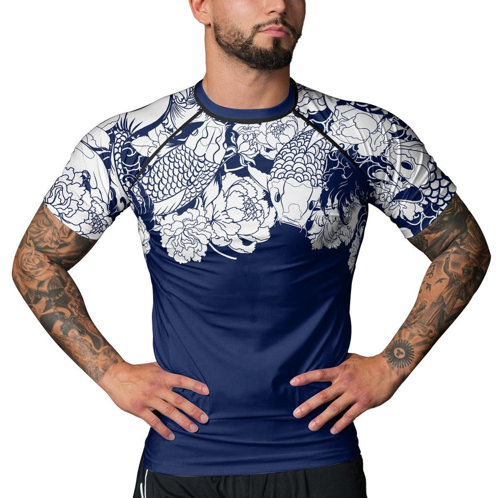 Rashninja Ranked Japanese Koi Fish Men's Short Sleeve Rash Guard