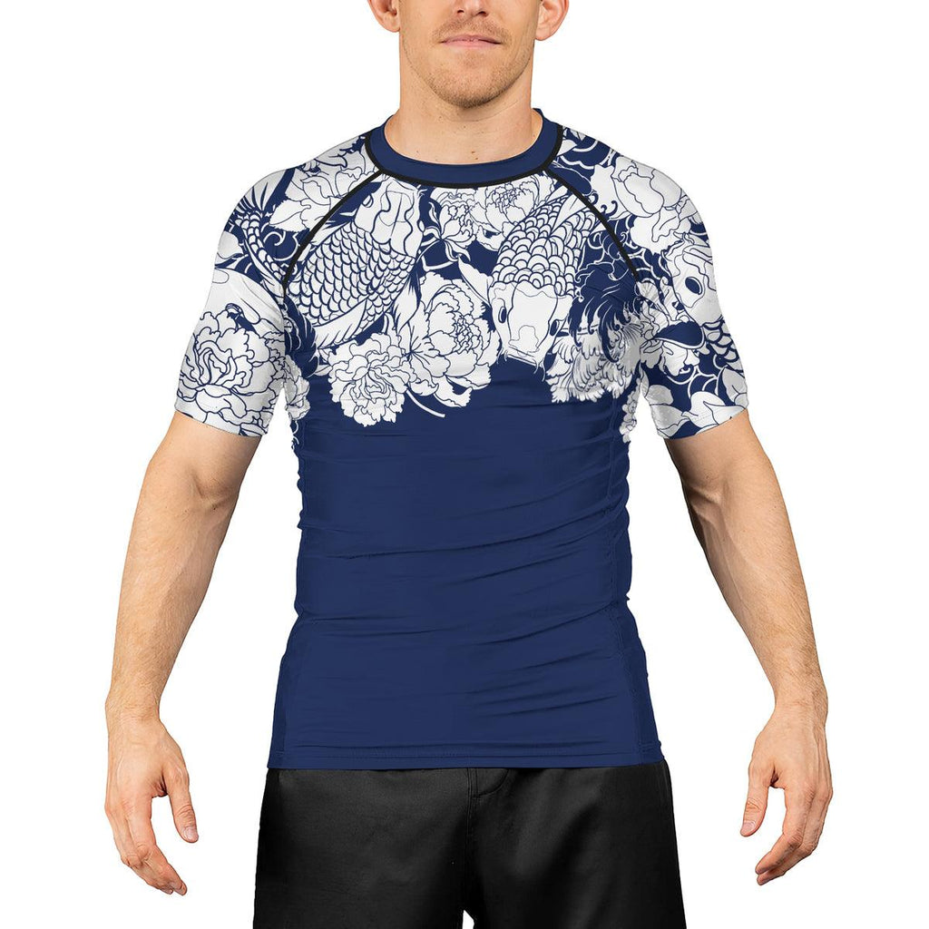 Rashninja Ranked Japanese Koi Fish Men's Short Sleeve Rash Guard