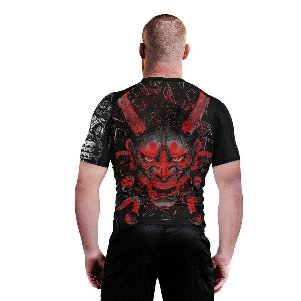 Samurai & Gray Dragon Men's Short Sleeve Rash Guard
